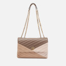 Tory Burch Women's Kira Chevron Mixed-Materials Convertible Shoulder Bag - Light Taupe