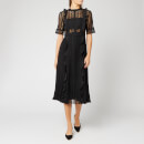 Self-Portrait Women's Black Geometric Lace Midi Dress - Black