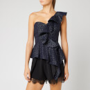 Self-Portrait Women's Metallic Fil Coupe Top - Navy