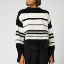 Self-Portrait Women's Monochrome Striped Jumper - Black/Ivory