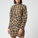 Ganni Women's Seersucker Check Dress - Tiger's Eye