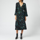 Ganni Women's Printed Crepe Wrap Dress - Verdant Green