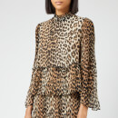 Ganni Women's Pleated Georgette Top - Leopard