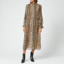 Ganni Women's Pleated Georgette Dress - Leopard