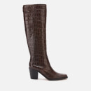 Ganni Women's Western Leather Knee High Boots - Chicory Coffee