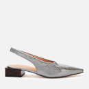 Ganni Women's Sling Back Block Kitten Heels - Dark Silver