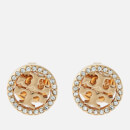 Tory Burch Women's Crystal Logo Circle-Stud Earrings - Gold/Crystal