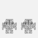 Tory Burch Women's Crystal Logo Stud Earrings - Silver/Crystal
