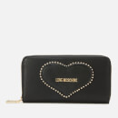 Love Moschino Women's Stud Heart Logo Wallet - Black