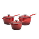 Le Creuset Signature Cast Iron 3 Piece Saucepan Set - Cerise