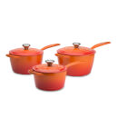 Le Creuset Signature Cast Iron 3 Piece Saucepan Set - Volcanic