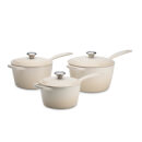 Le Creuset Signature Cast Iron 3 Piece Saucepan Set - Almond