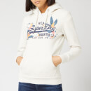 Superdry Women's V Logo Puff Emb Entry Hoody Ub - Oatmeal Marl