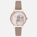 Olivia Burton Women's Illustrated Animals Owl Motif Watch - Iced Coffee and Rose Gold