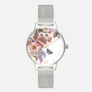 Olivia Burton Women's Enchanted Garden Watch - Silver Mesh and Rose Gold