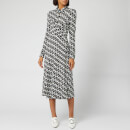 Diane von Furstenberg Women's Sana Midi Dress - Empire Houndstooth Ivory