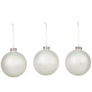 Broste Copenhagen Glitter Glass Christmas Baubles (Set of 3) - Silver