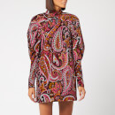 ROTATE Birger Christensen Women's Number 1 Paisley Velvet Dress - Raspberry Wine