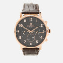 Tommy Hilfiger Men's Daniel Leather Strap Watch - Rou Black