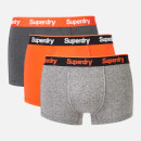 Superdry Men's Orange Label Sport Trunk Boxers Triple Pack - Grey/Black JSp/Havana Orange
