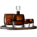 LSA Whisky Club Peat Brown Connoisseur Set and Walnut Cork Serving Tray