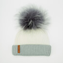 BKLYN Women's Merino Classic Pom Pom Hat - White/Grey