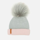 BKLYN Women's Merino Classic Pom Pom Hat - Grey/Pink