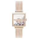 Olivia Burton Women's Enchanted Garden Square Dial Watch - Pale Rose Gold