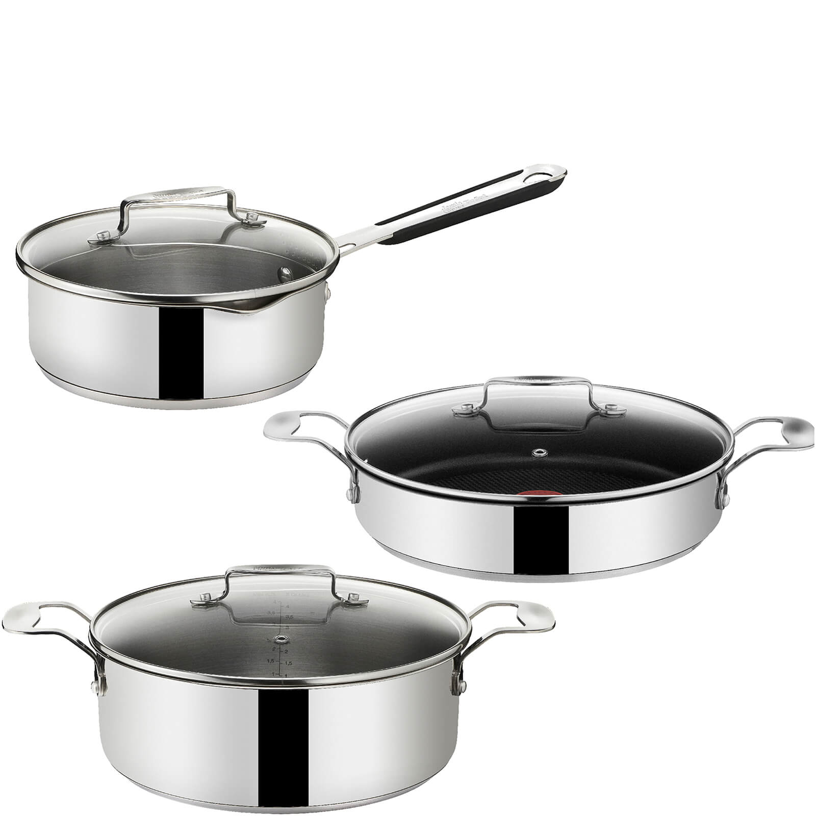 Jamie Oliver by Tefal Stainless Steel 3 Piece Pan Set | SOWIA
