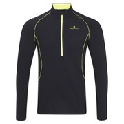 RonHill Men's Base Thermal 200 1/2 Zip T-Shirt - Black/Fluorescent Yellow