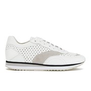 HUGO Women's Ibis - B Perforated Leather Runner Trainers - Open White