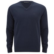 French Connection Men's Auderly Cotton V Neck Jumper - Marine Blue