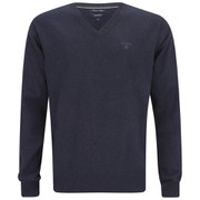 GANT Men's Cotton V-Neck Knitted Jumper - Dark Blue