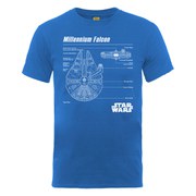 Star Wars Men's Millenium Falcon Blueprint T-Shirt - Royal