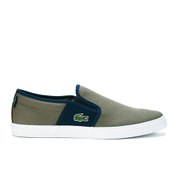 Lacoste Men's Gazon Sport SEP Canvas Slip On Trainers - Light Brown/Dark Blue