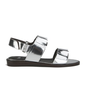 Folk Women's Lore Ruffle Detail Two Part Leather Sandals - Silver: Image 01