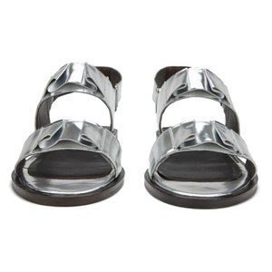 Folk Women's Lore Ruffle Detail Two Part Leather Sandals - Silver: Image 31