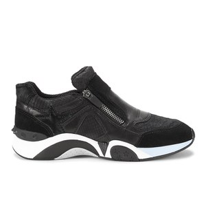 Ash Women's Hop Leather/Suede Double Zip Trainers - Black