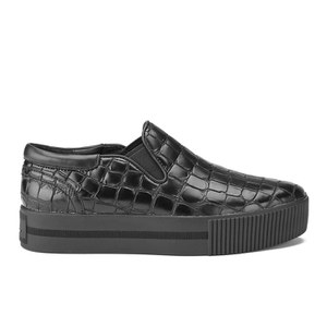 Ash Women's Karma Leather Flatform Trainers - Black/Black Sole