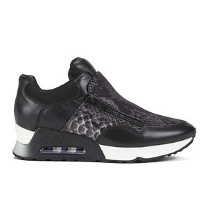 Ash Women's Lenny Bis Double Zip Snake Print Trainers - Black/Stone