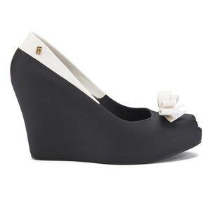 Melissa Women's Queen Peep Toe Wedges - Black White: Image 01