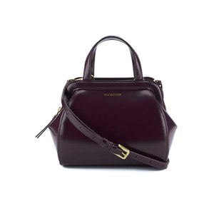 Lulu Guinness Women's Paula Small Polished Calf Leather Tote Bag - Damson
