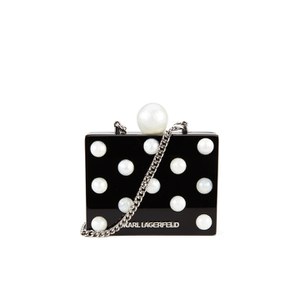 Karl Lagerfeld Women's Minaudiere Pearl Clutch - Black