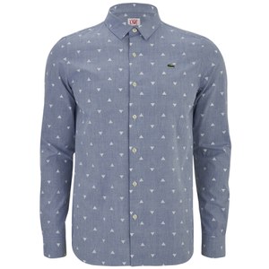 Lacoste L!ve Men's Long Sleeve Triangle Print Shirt - Blue