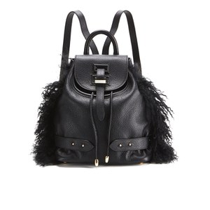 meli melo Women's Mini Backpack with Shearling - Black