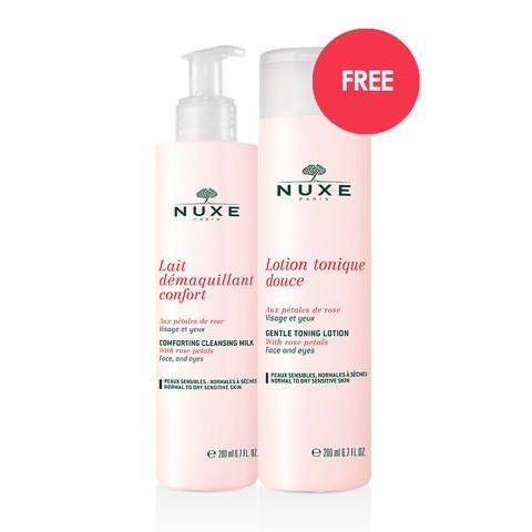 NUXE Duo Rose Petal Cleansers Comfort Cleansing Milk and Gentle Toning Lotion