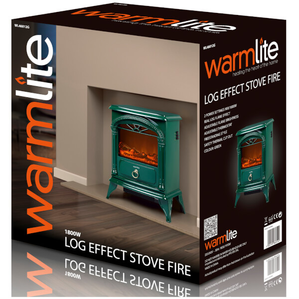 Warmlite WL46012G Log Effect Stove Fire Green 1800W IWOOT