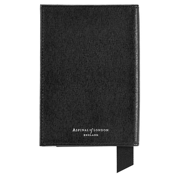 Aspinal of London Plain "Passport" Cover Black EBL Free UK Delivery over £50