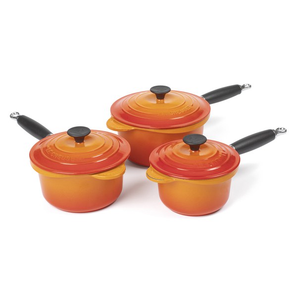 Le Creuset Cast Iron 3 Piece Saucepan Set Volcanic IWOOT