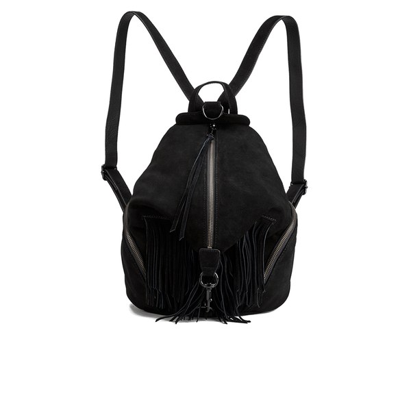 Rebecca Minkoff Women's Suede Fringe Julian Backpack - Black: Image 01